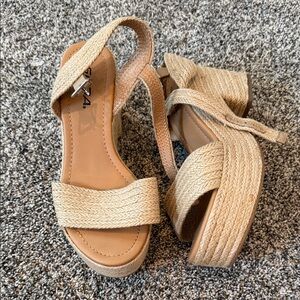 Soda Beige Woven Platform Sandals